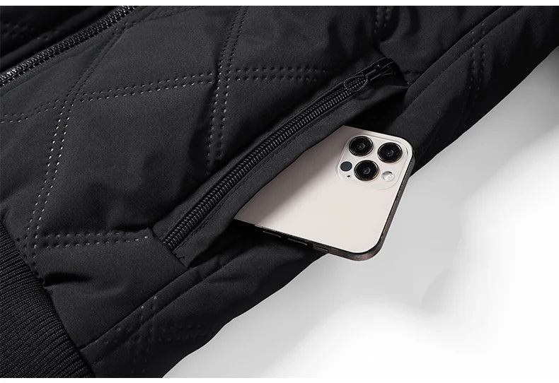 Signature Tunica Men's Thick Warm Parker Checkered Cotton Jacket in kol