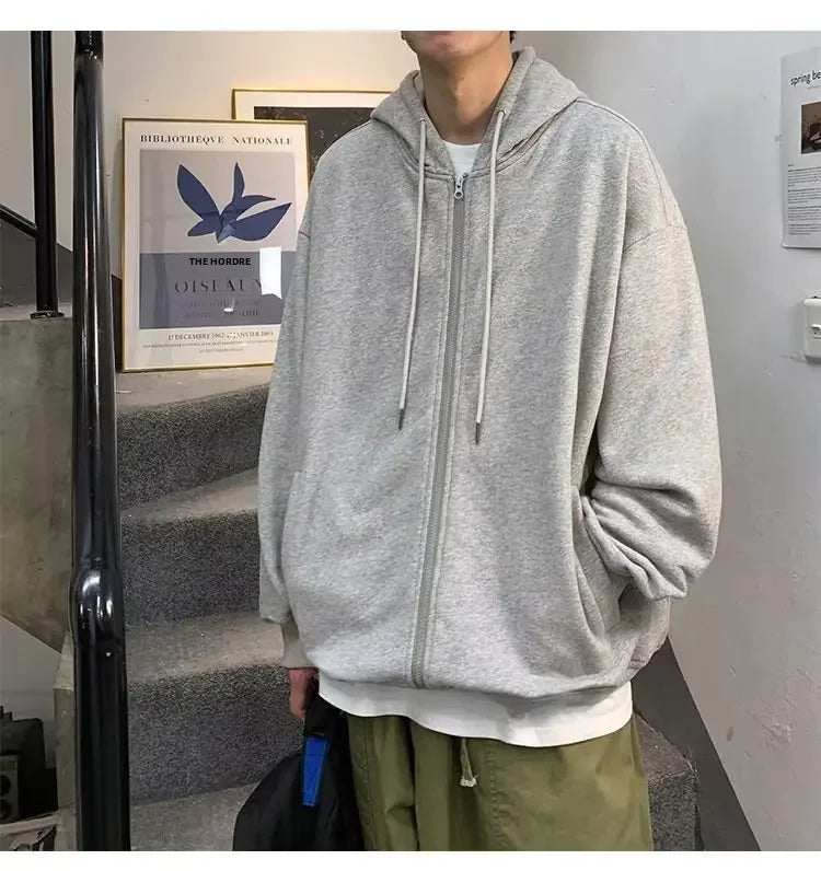 Signature Tunica Men's American Style Cardigan Jacket Trendy Loose-Fit Green Sweatshirt AshJacket 