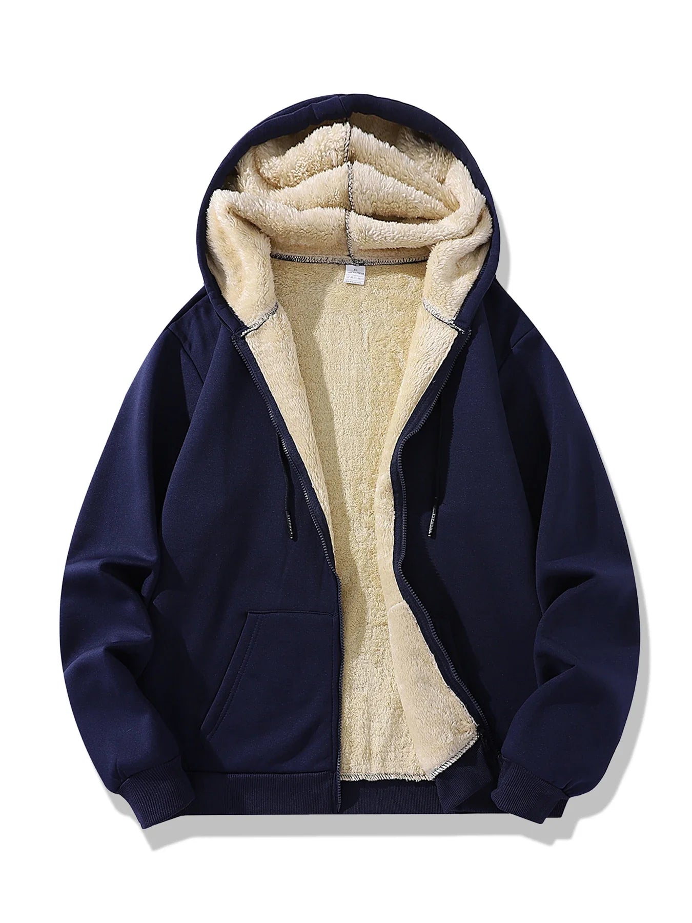 Signature Tunica Men's Lambswool Fleece Hoodie Warm Winter Zipper Blue Jacketzz