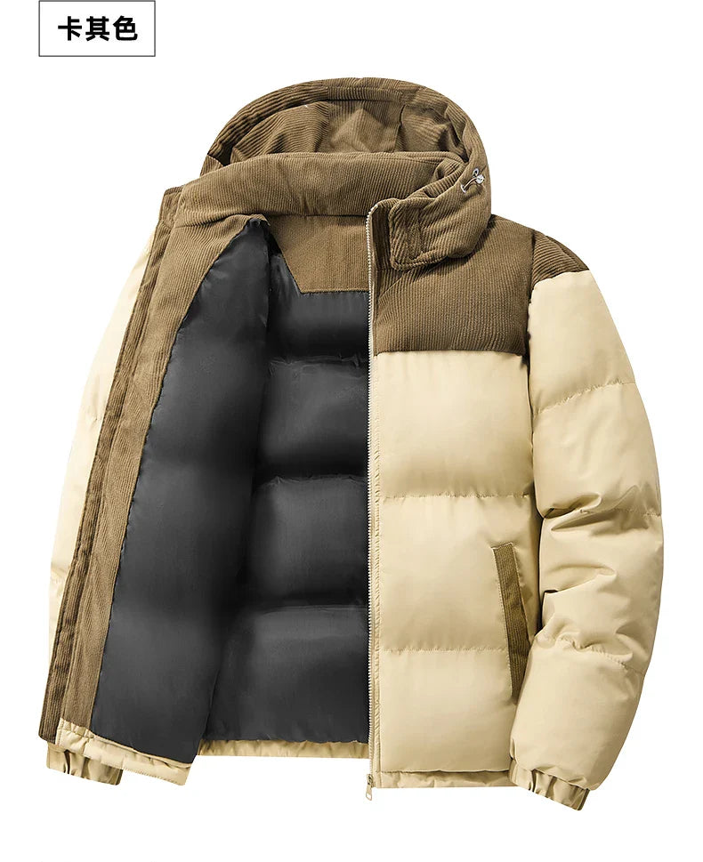 Signature Tunica Men's Oversize Puffer Thickened Warm Loose-Fit Winter Brownn Coat