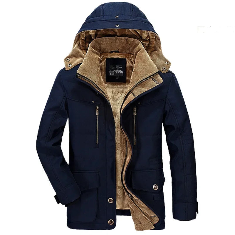 Signature Tunica Men's Winter Parka Thicken Warm Hooded Cargo Blue Jacket 